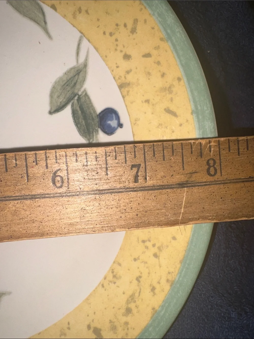 Replacement Blueberry Motif Ceramic Salad/Desert  Plate with Yellow & Green Rim